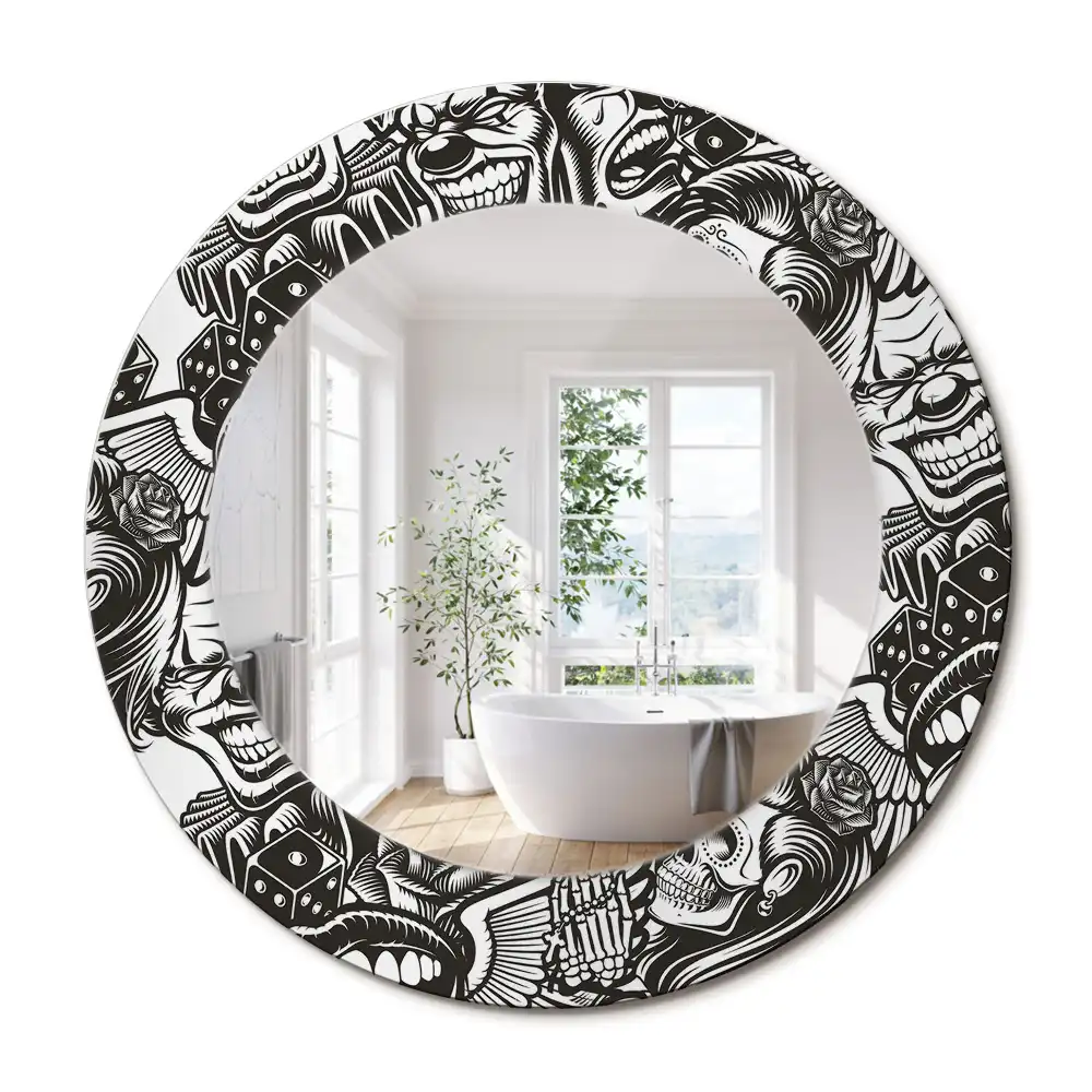 Miroir rond imprimé graffiti avec clowns