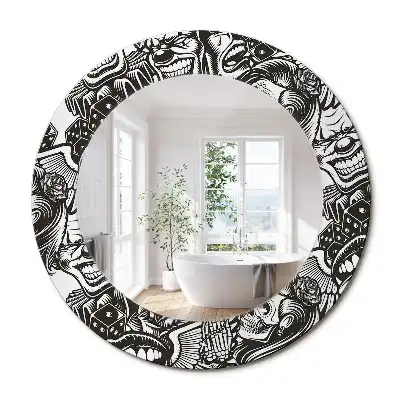 Miroir rond imprimé graffiti avec clowns