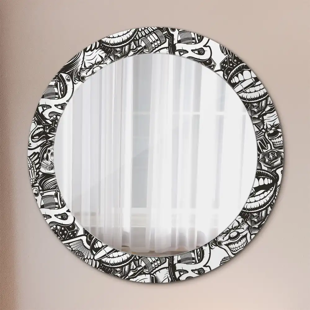 Miroir rond imprimé graffiti avec clowns