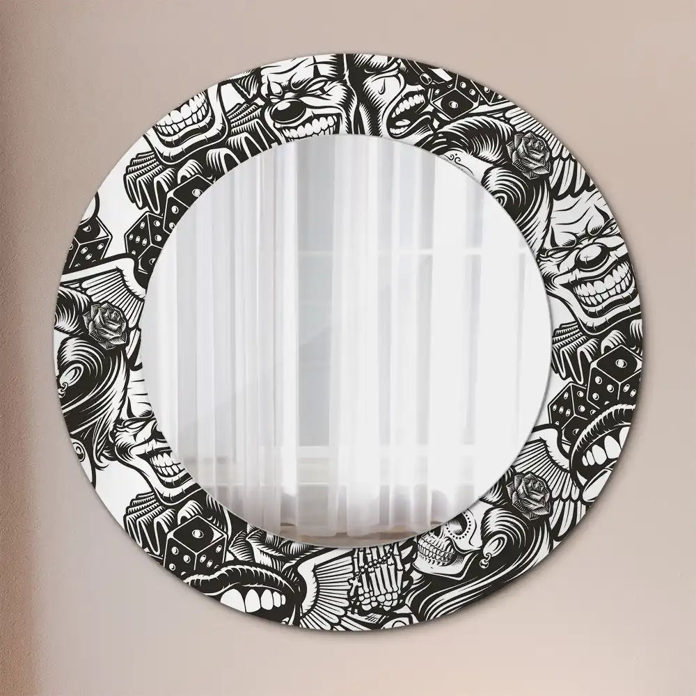 Miroir rond imprimé graffiti avec clowns