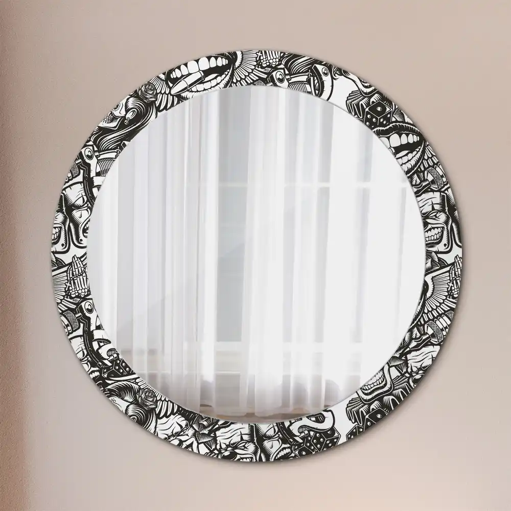 Miroir rond imprimé graffiti avec clowns