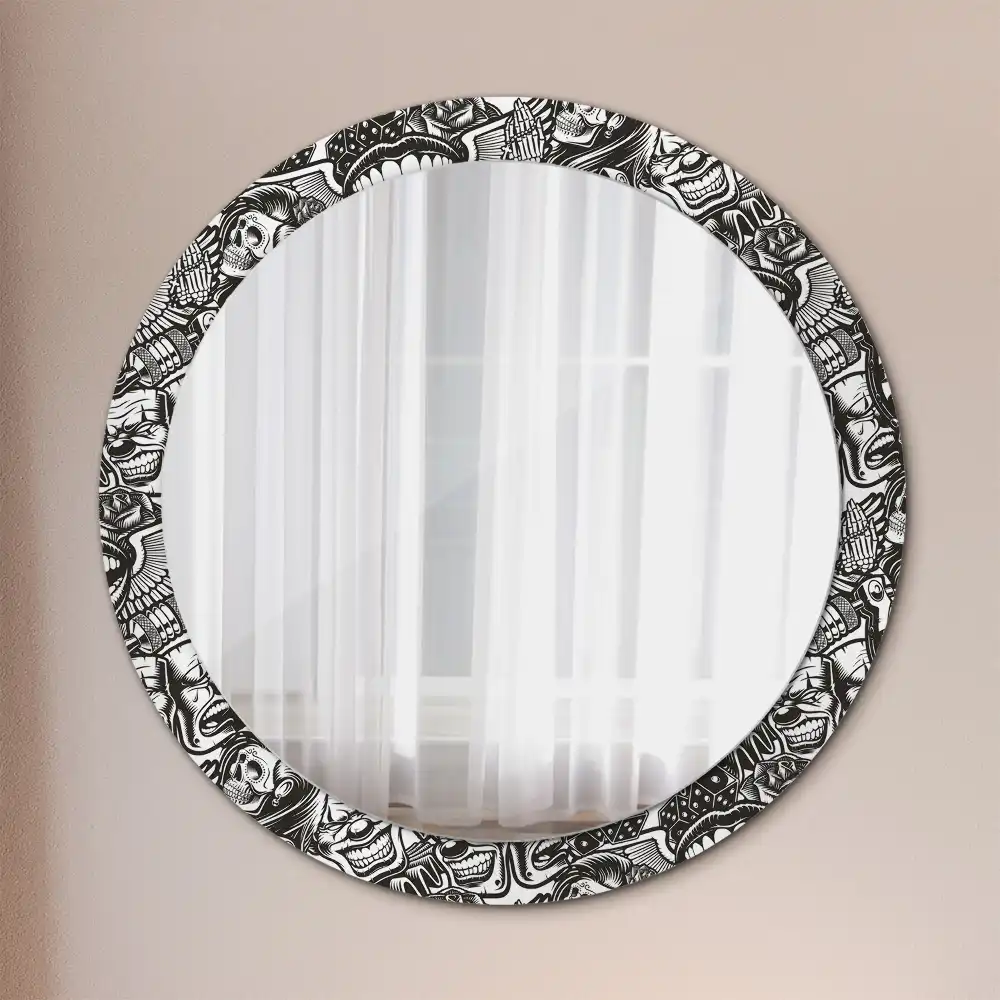 Miroir rond imprimé graffiti avec clowns