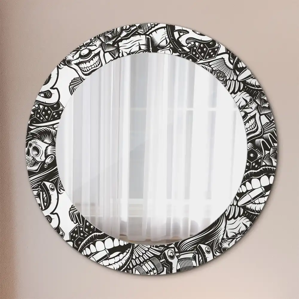 Miroir rond imprimé graffiti avec clowns
