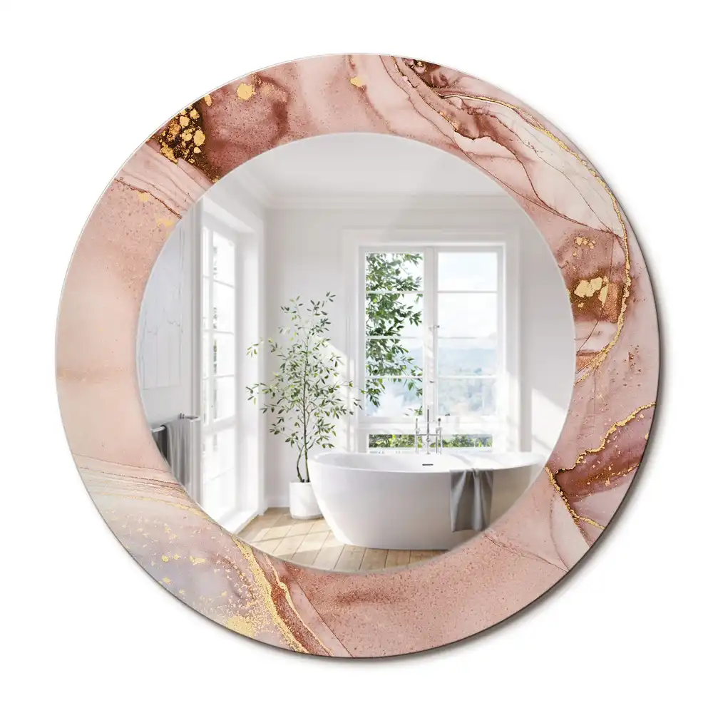 Miroir rond avec décoration fluide abstrait