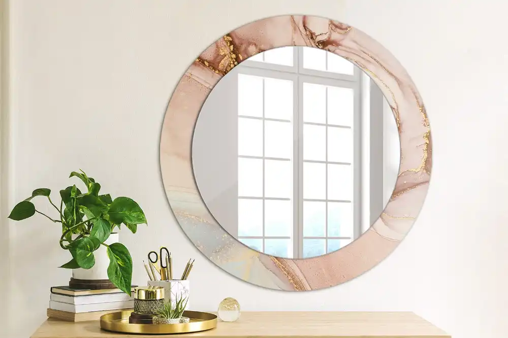 Miroir rond avec décoration fluide abstrait