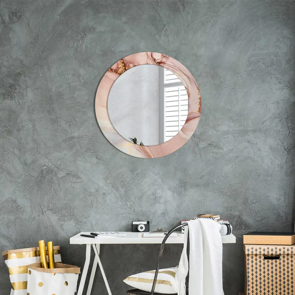 Miroir rond avec décoration fluide abstrait