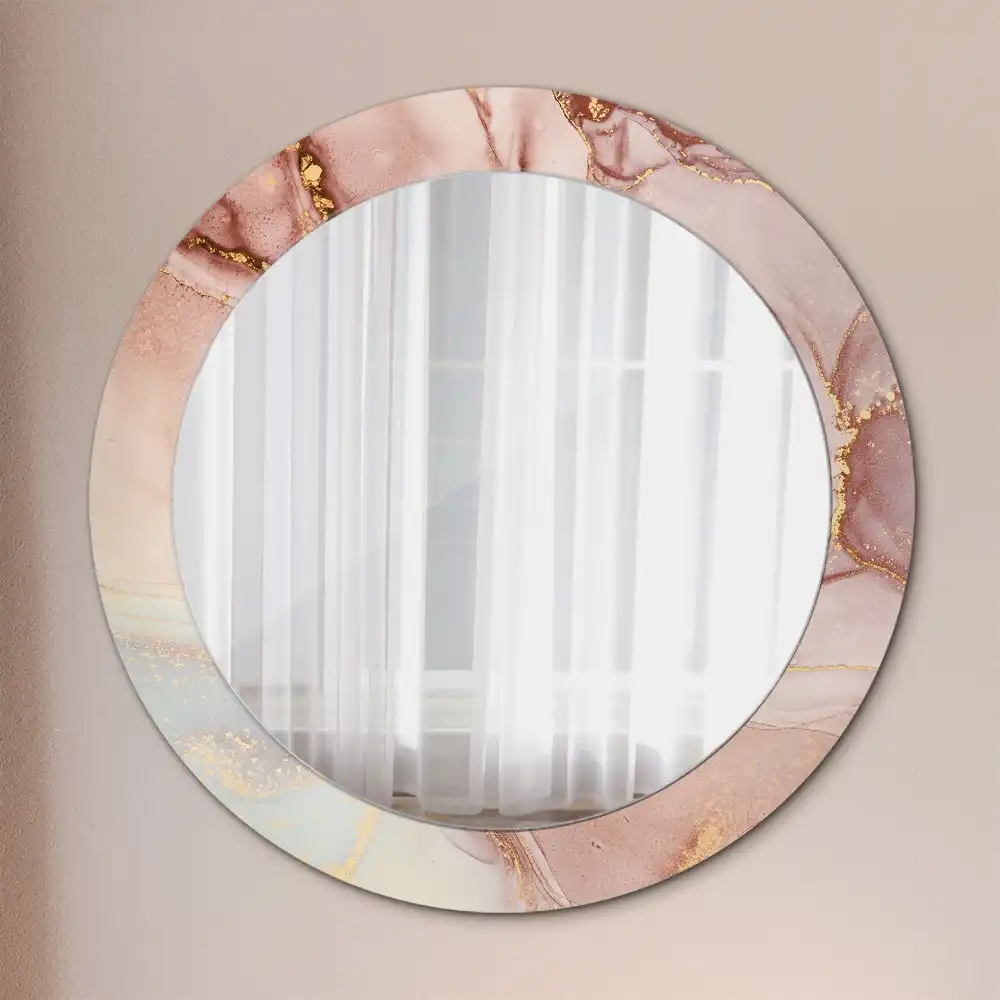 Miroir rond avec décoration fluide abstrait