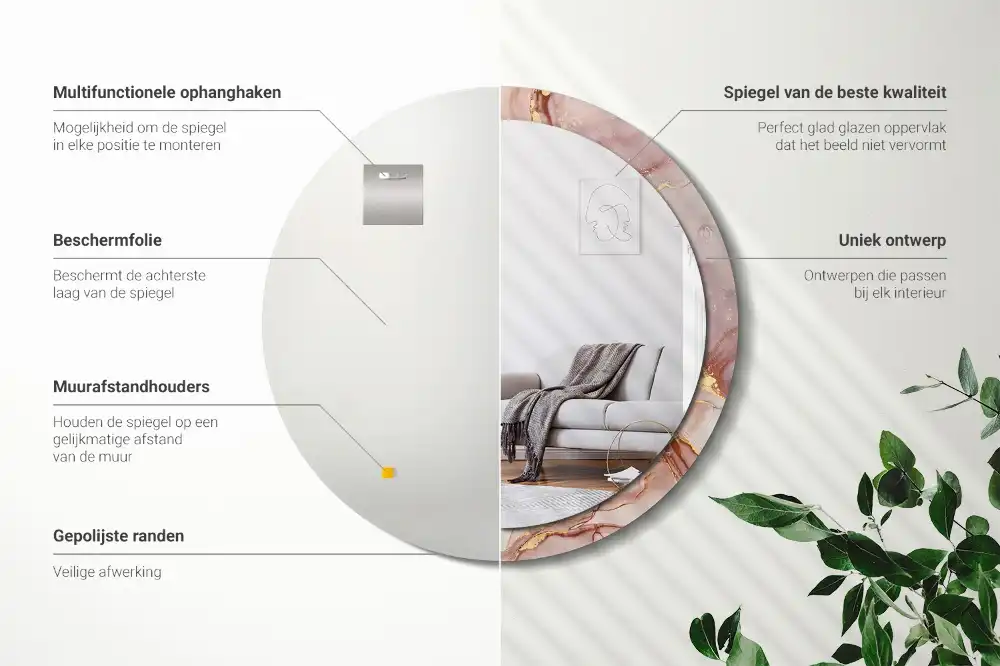 Miroir rond avec décoration fluide abstrait
