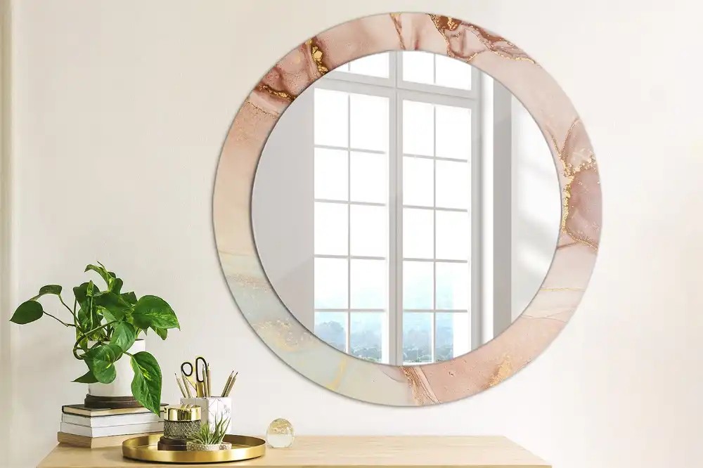 Miroir rond avec décoration fluide abstrait