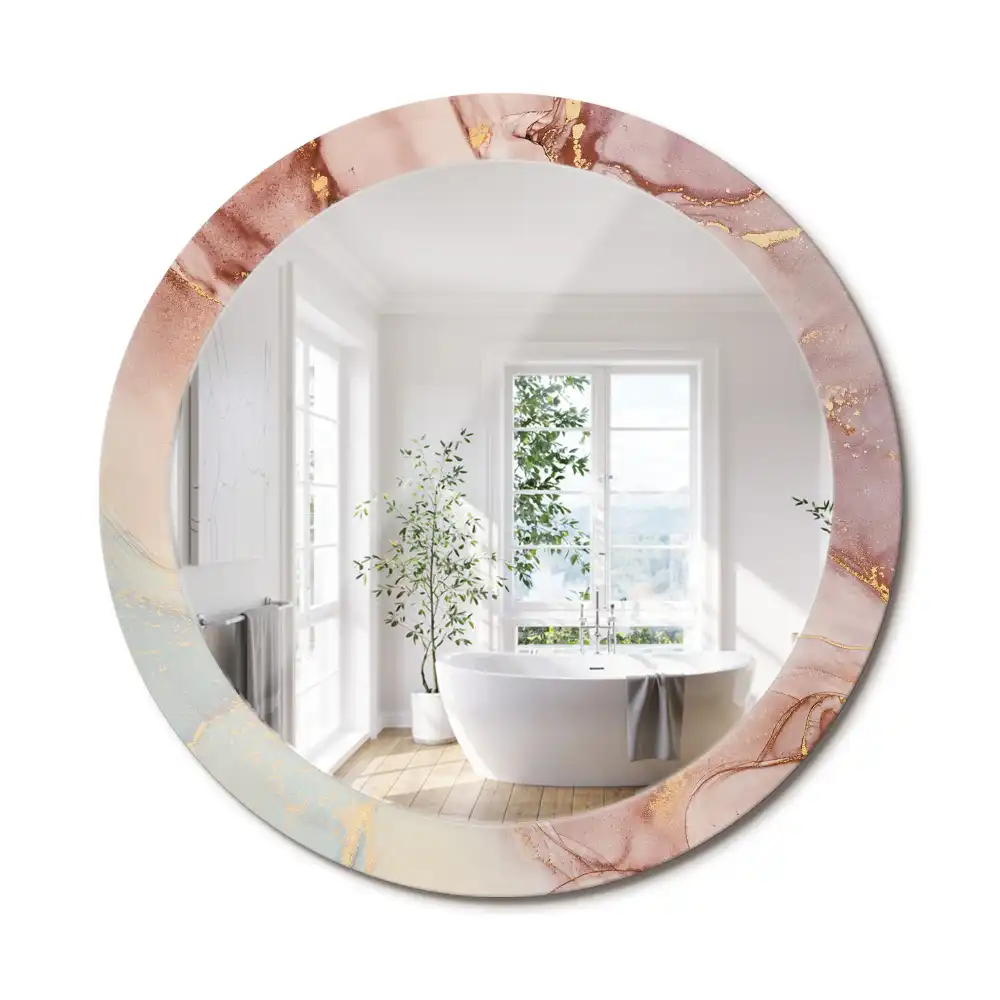 Miroir rond avec décoration fluide abstrait