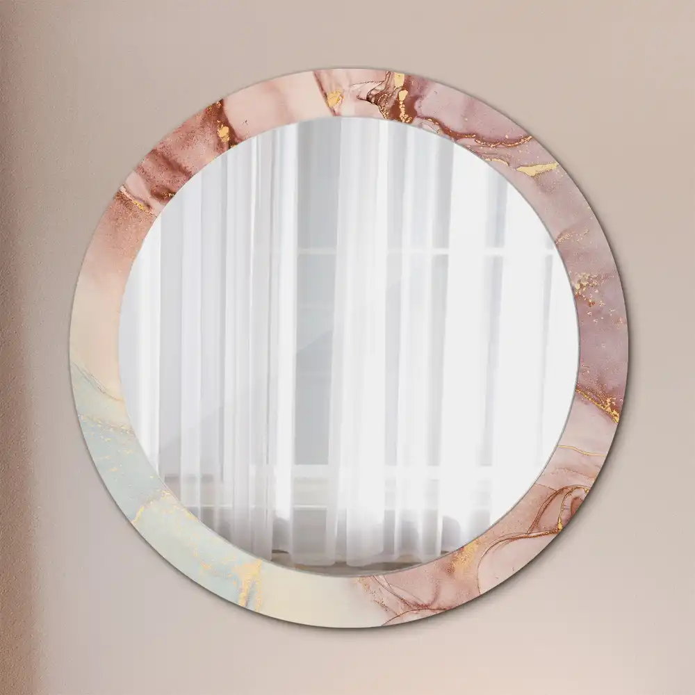Miroir rond avec décoration fluide abstrait