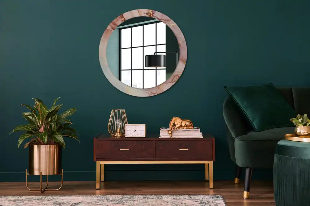 Miroir rond avec décoration fluide abstrait