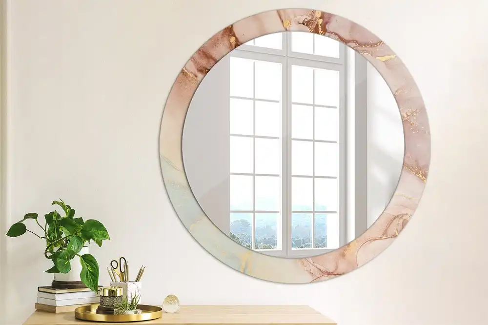 Miroir rond avec décoration fluide abstrait