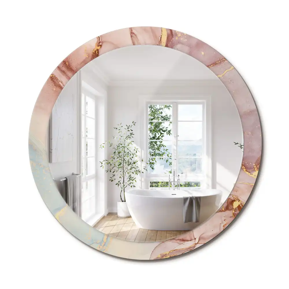 Miroir rond avec décoration fluide abstrait