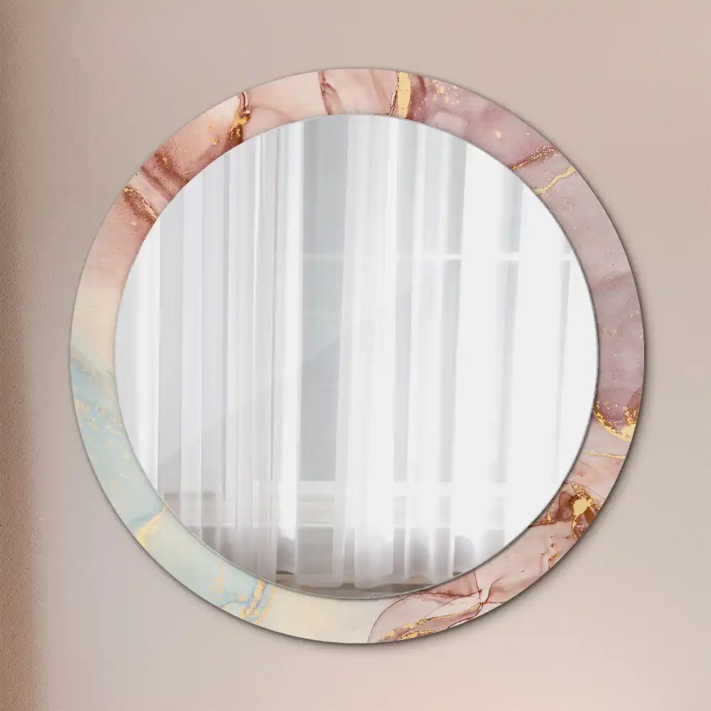 Miroir rond avec décoration fluide abstrait
