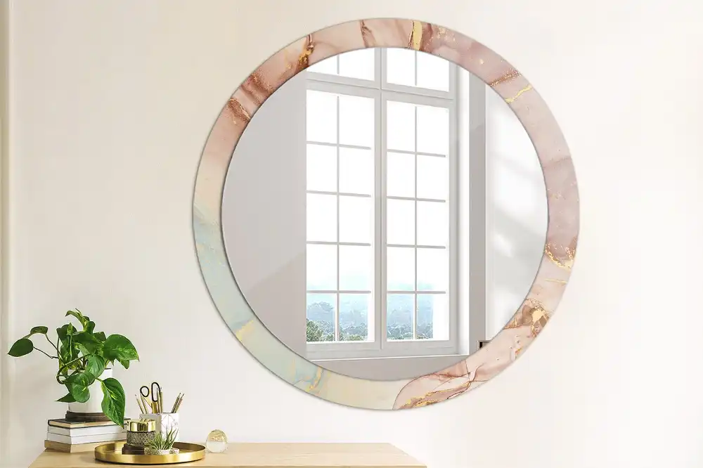 Miroir rond avec décoration fluide abstrait
