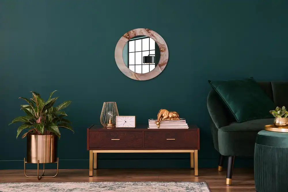 Miroir rond avec décoration fluide abstrait