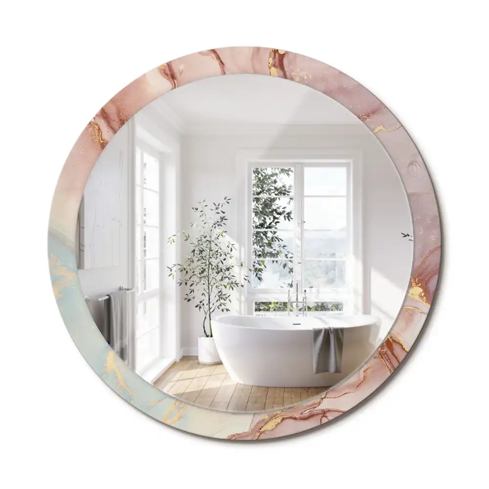 Miroir rond avec décoration fluide abstrait