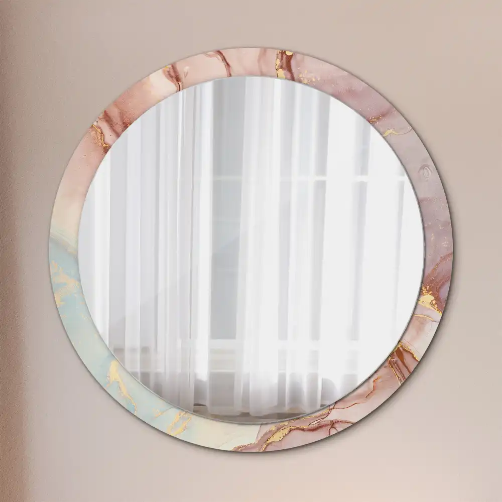 Miroir rond avec décoration fluide abstrait