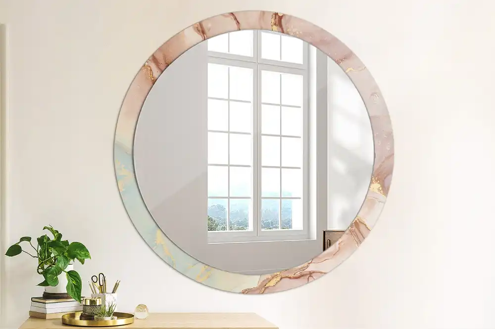 Miroir rond avec décoration fluide abstrait