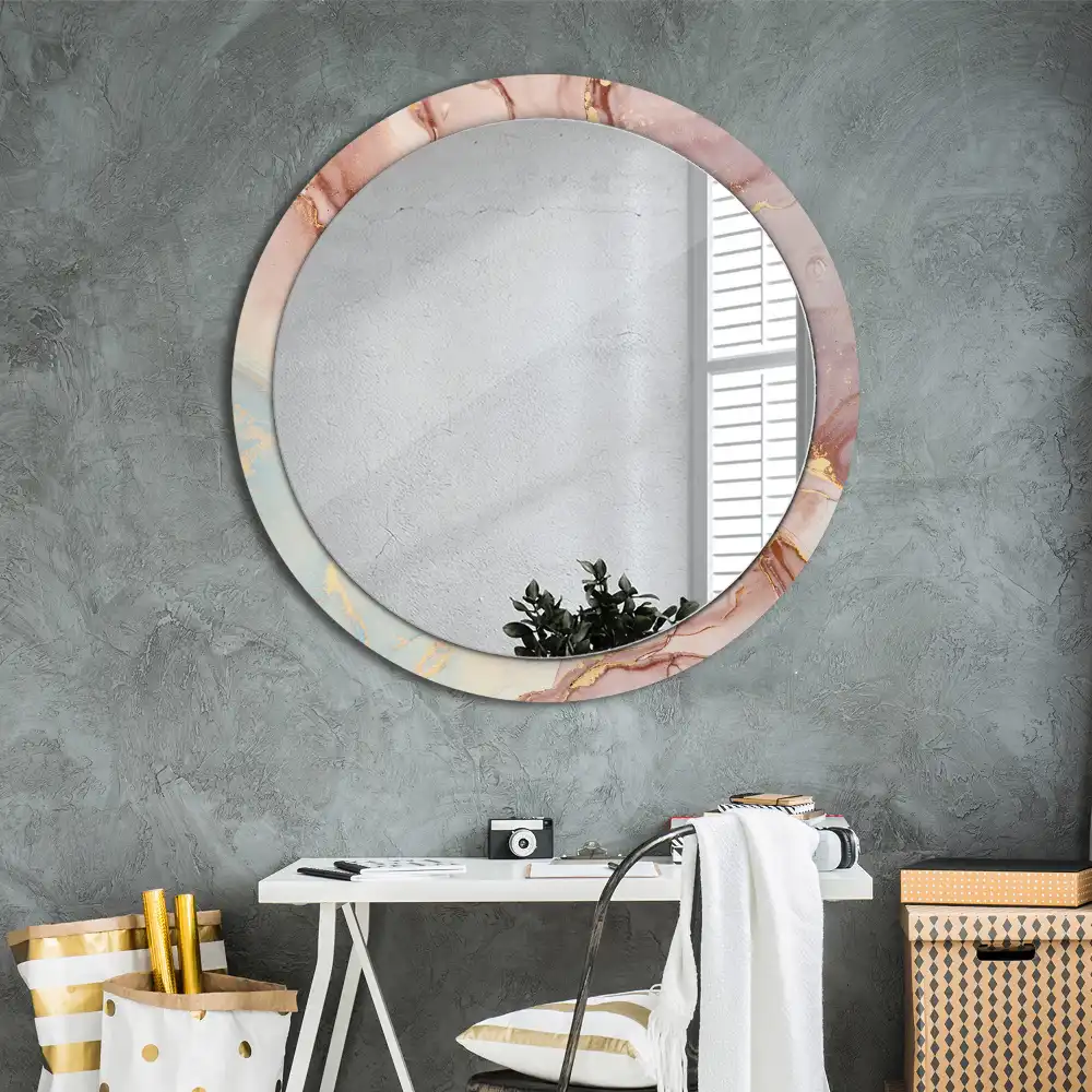 Miroir rond avec décoration fluide abstrait
