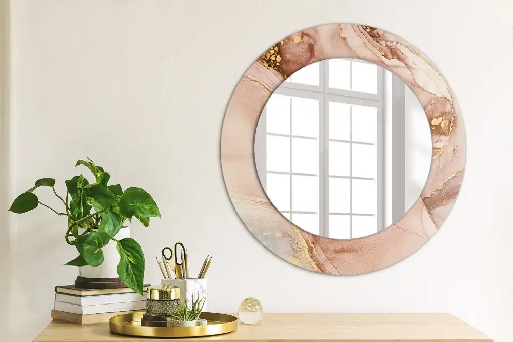 Miroir rond avec décoration fluide abstrait