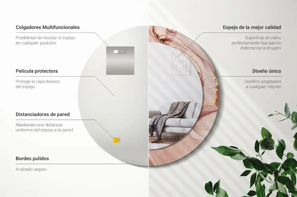 Miroir rond avec décoration fluide abstrait