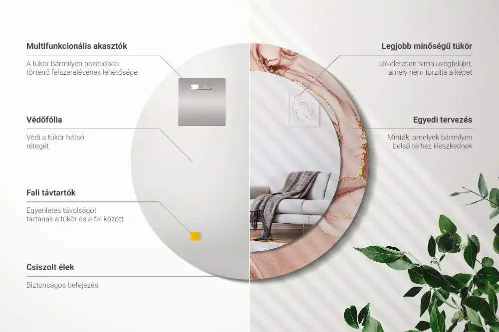 Miroir rond avec décoration fluide abstrait