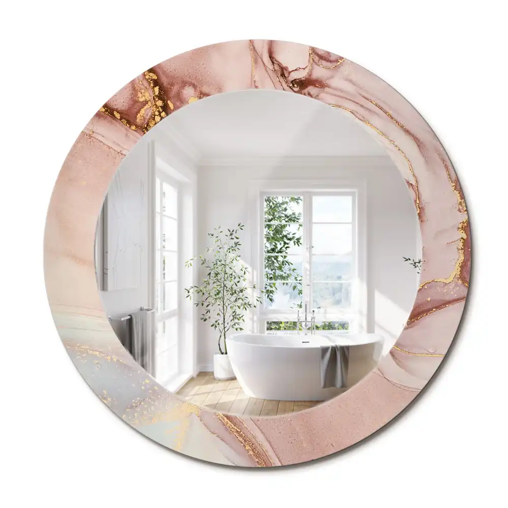 Miroir rond avec décoration fluide abstrait