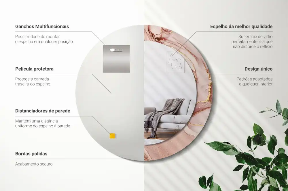 Miroir rond avec décoration fluide abstrait