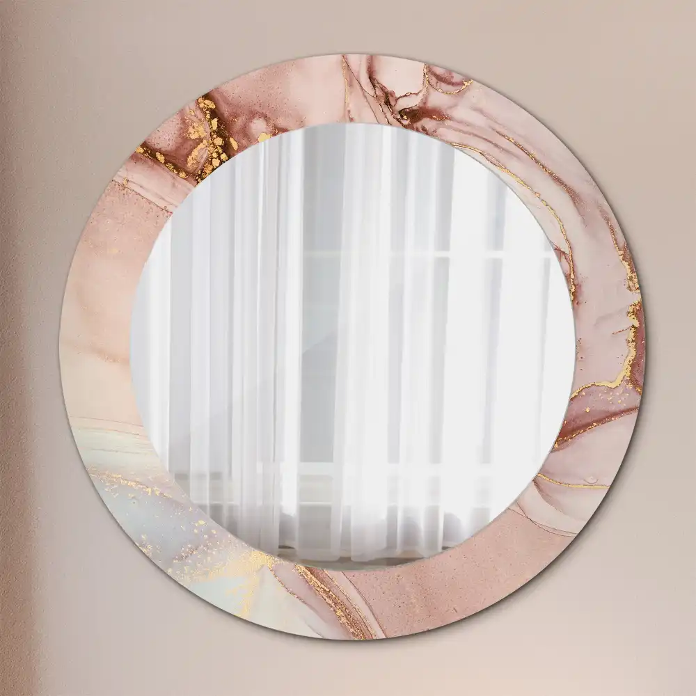 Miroir rond avec décoration fluide abstrait