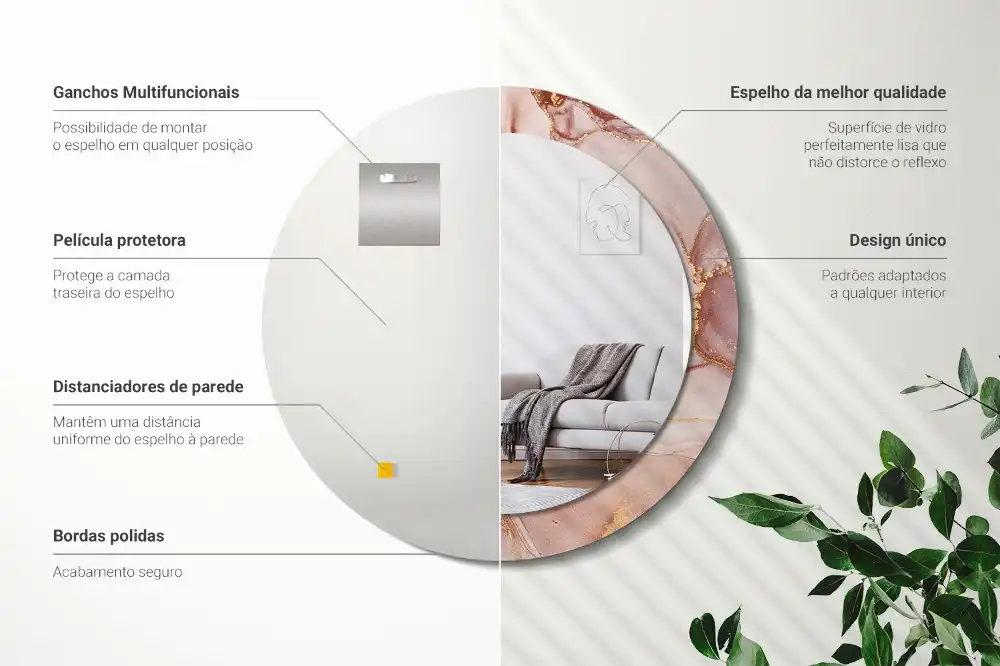 Miroir rond avec décoration fluide abstrait