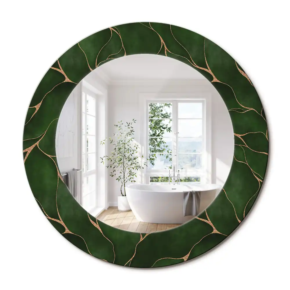 Miroir rond avec décoration feuille abstraite