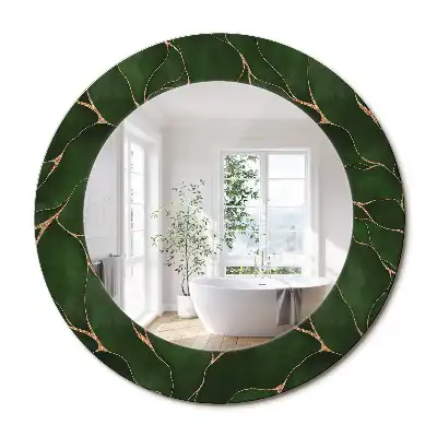 Miroir rond avec décoration feuille abstraite