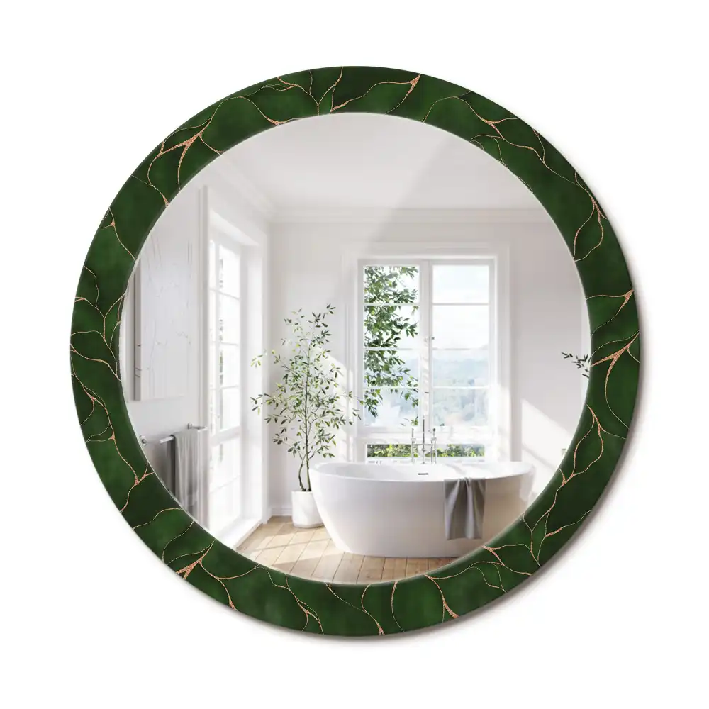Miroir rond avec décoration feuille abstraite