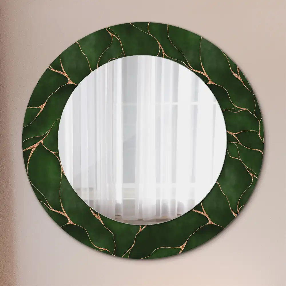 Miroir rond avec décoration feuille abstraite