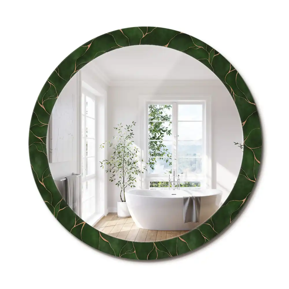 Miroir rond avec décoration feuille abstraite