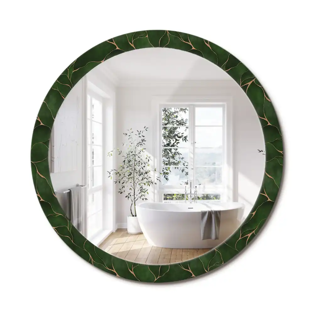 Miroir rond avec décoration feuille abstraite