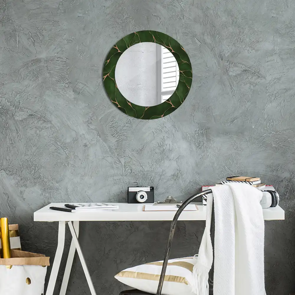 Miroir rond avec décoration feuille abstraite