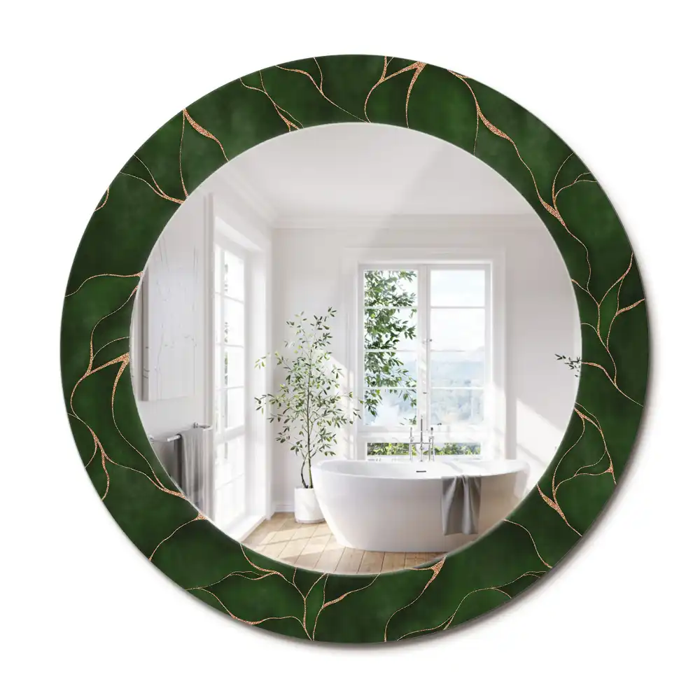 Miroir rond avec décoration feuille abstraite