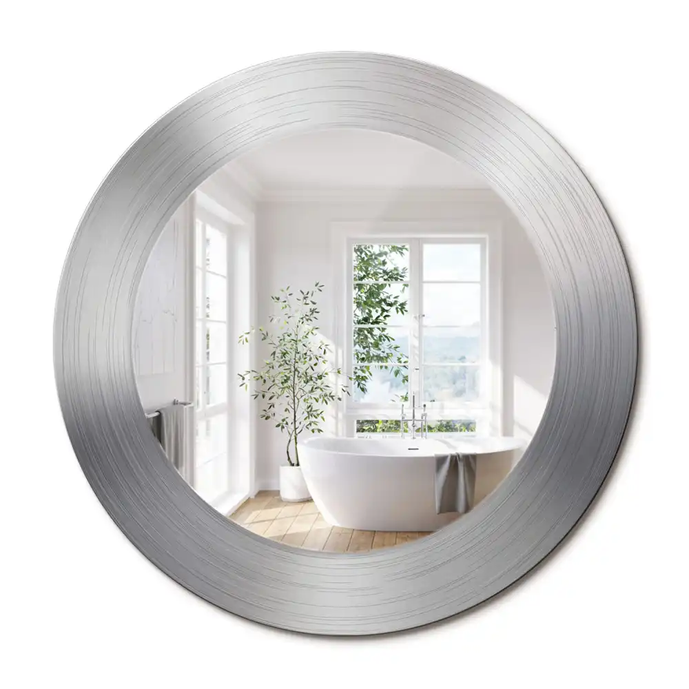 Miroir rond cadre avec impression imitation métal