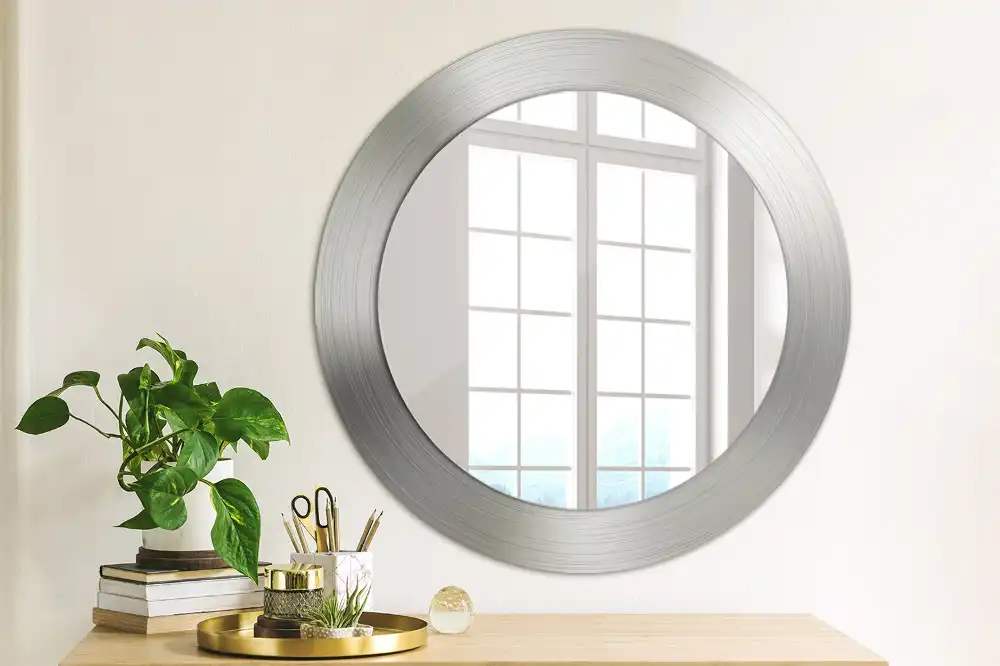 Miroir rond cadre avec impression imitation métal