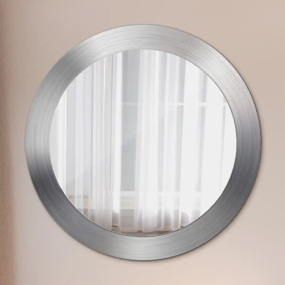 Miroir rond cadre avec impression imitation métal