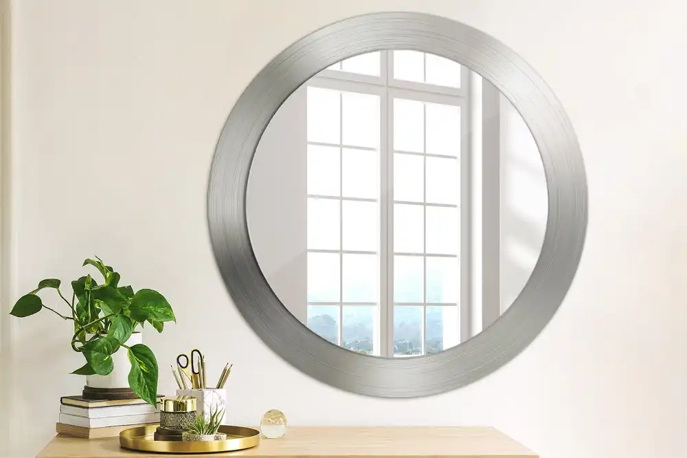 Miroir rond cadre avec impression imitation métal