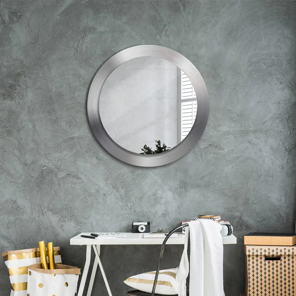 Miroir rond cadre avec impression imitation métal