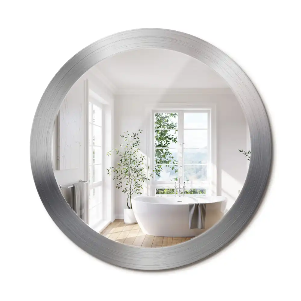 Miroir rond cadre avec impression imitation métal