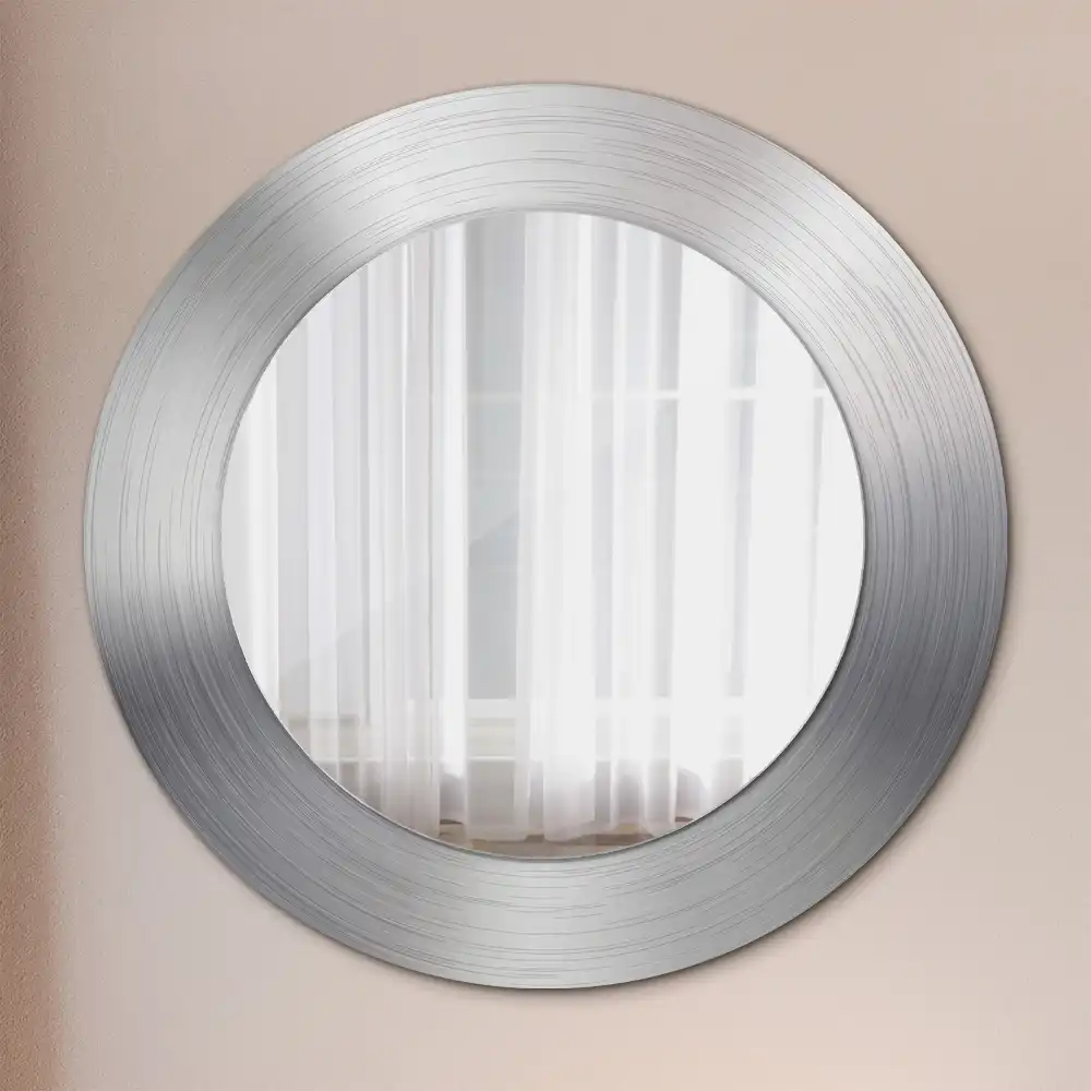 Miroir rond cadre avec impression imitation métal