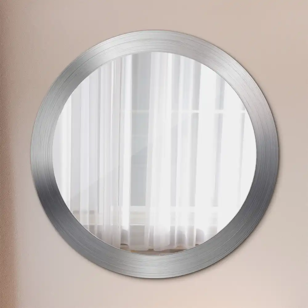 Miroir rond cadre avec impression imitation métal