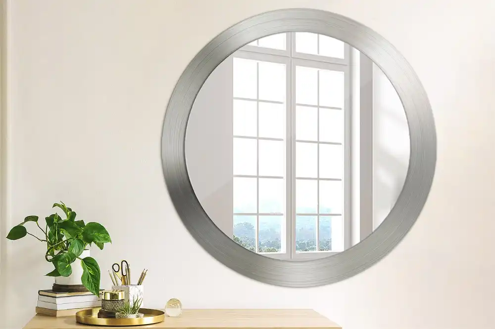 Miroir rond cadre avec impression imitation métal