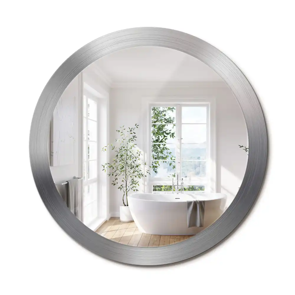 Miroir rond cadre avec impression imitation métal